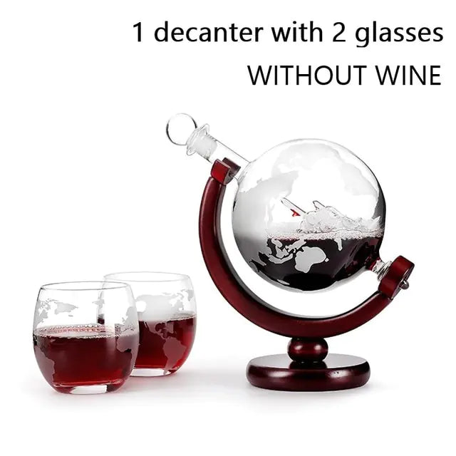 Mood Tech Whiskey Decanter Globe Wine Aerator Glass Set