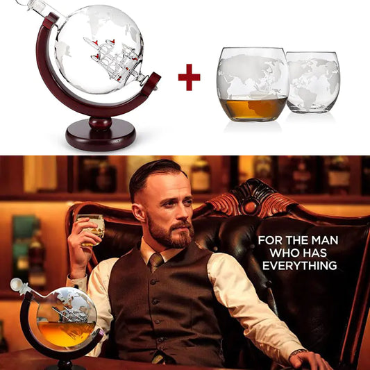 Mood Tech Whiskey Decanter Globe Wine Aerator Glass Set