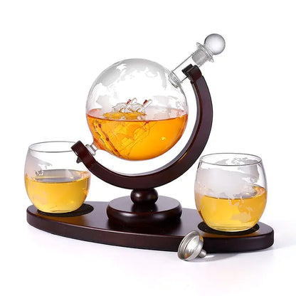 Mood Tech Whiskey Decanter Globe Wine Aerator Glass Set