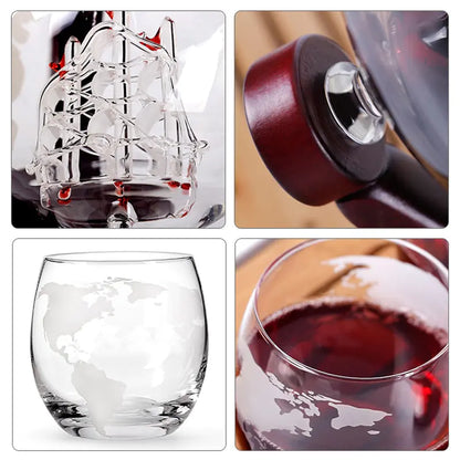 Mood Tech Whiskey Decanter Globe Wine Aerator Glass Set